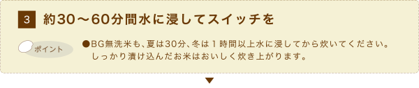 3.約30～60分間水に浸してスイッチを